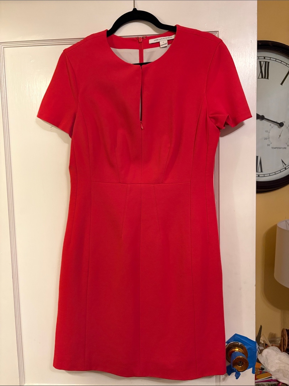 Diane Von Furstenberg Red Short-Sleeve Sheath Dress